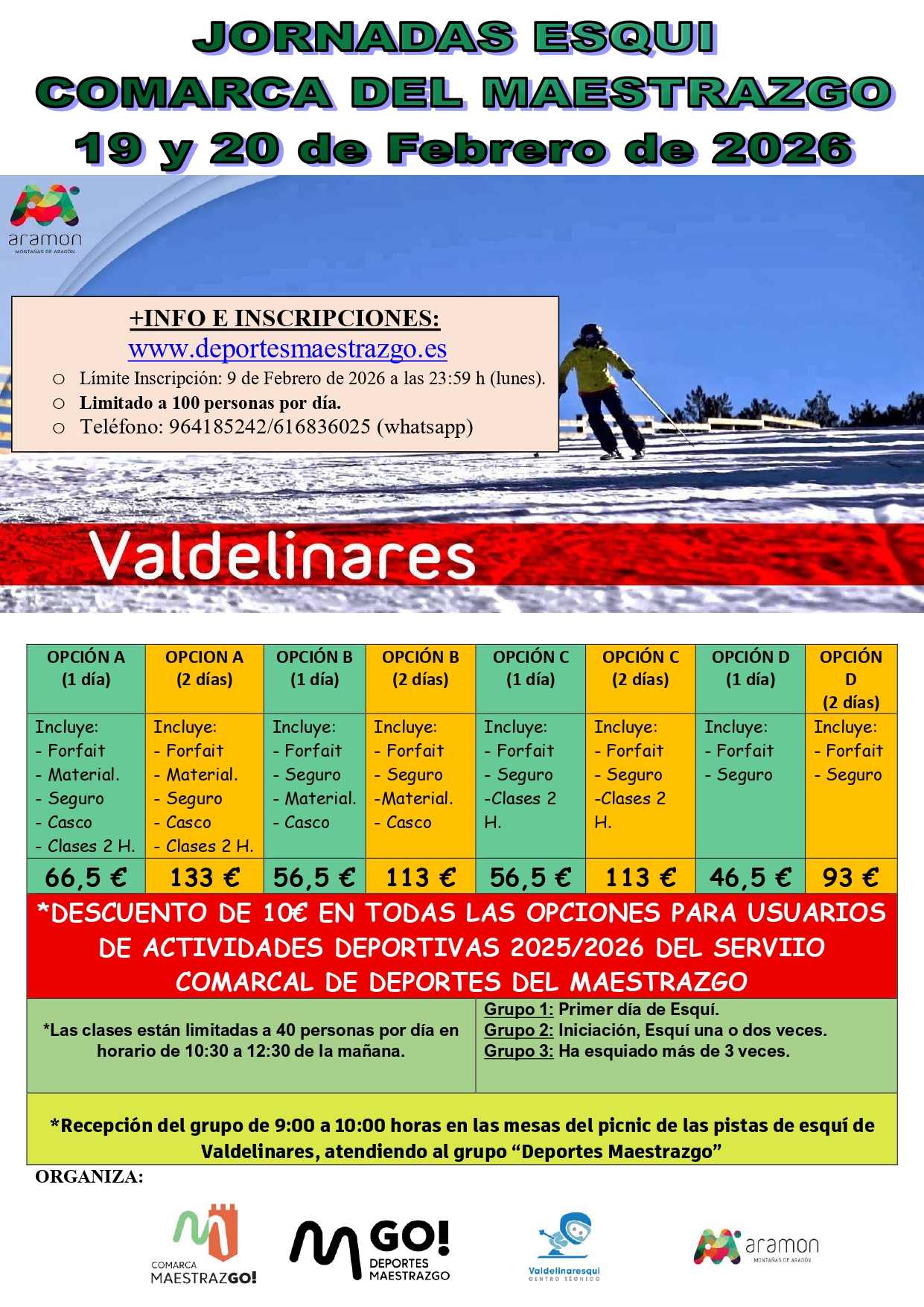 JORNDAS DE ESQUI -VALDELINARES FEBRERO 2026 - Inscríbete