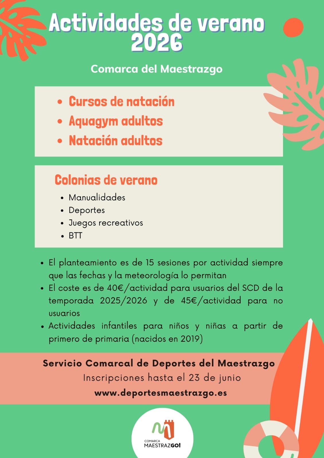 ACTIVIDADES VERANO 2026 - Inscríbete