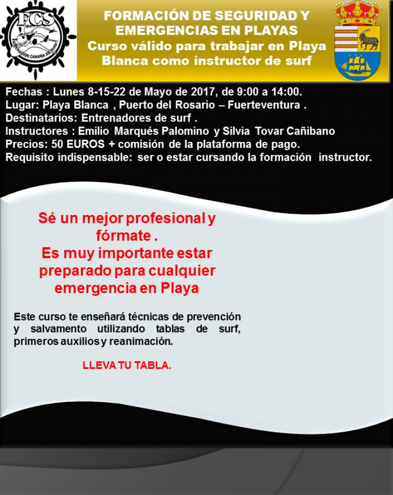 CURSO DE SOCORRISMO PLAYA BLANCA - Iscriviti