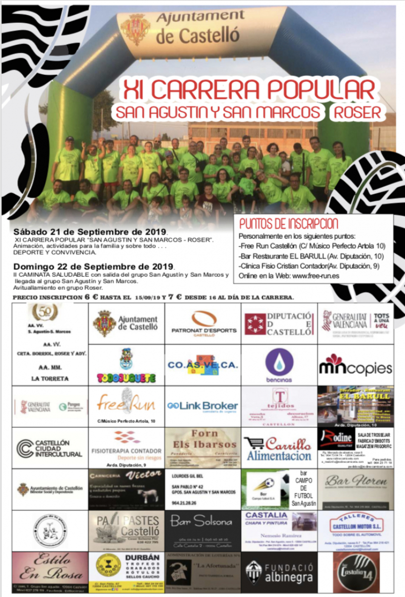 XI CARRERA POPULAR SAN AGUSTÍN Y SAN MARCOS-ROSER 5'6KM. - Prijava
