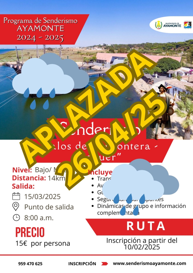 PROGRAMA RUTAS DE SENDERISMO  - PALOS DE LA FRONTERA 15/03/2025 - Inscríbete