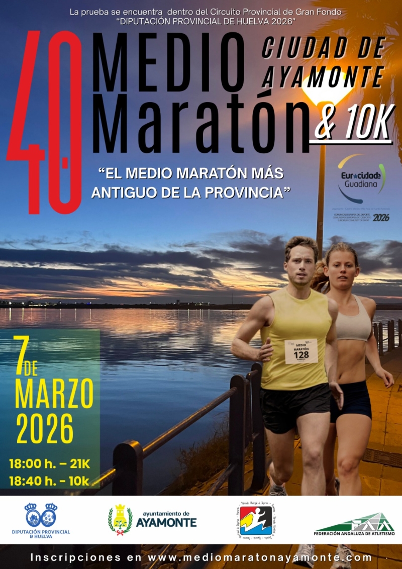 MEDIO MARATÓN CIUDAD DE AYAMONTE Y K10 2026 - Inscríbete