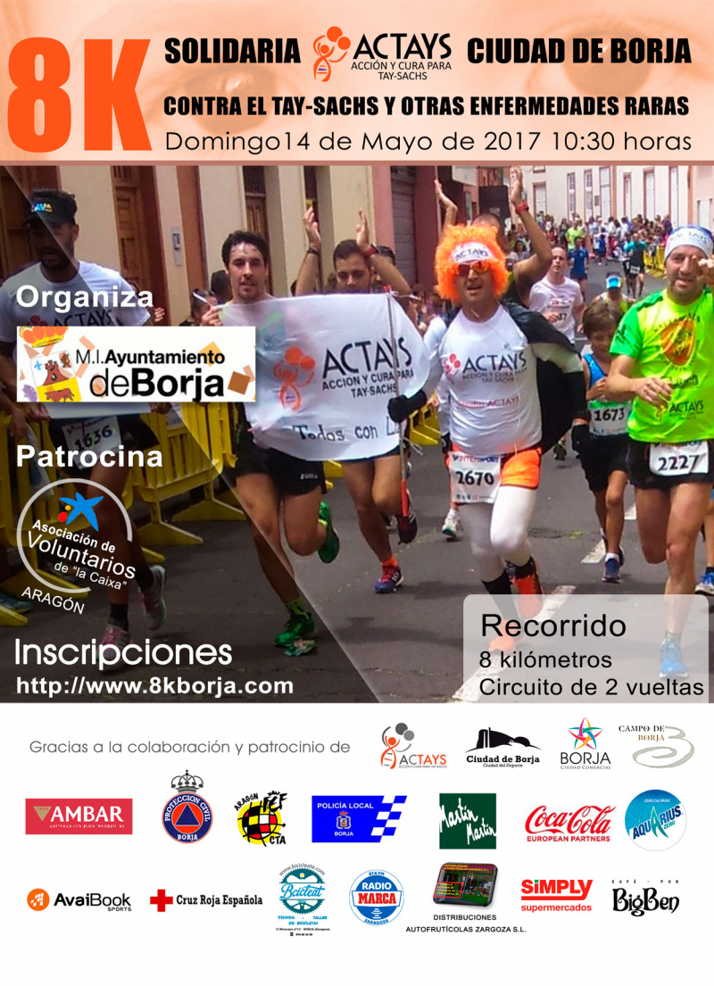 8K SOLIDARIA ACTAYS - CIUDAD DE BORJA - TAY-SACHS Y OTRAS ENFERMEDADES RARAS 2017 - Inscreva-se