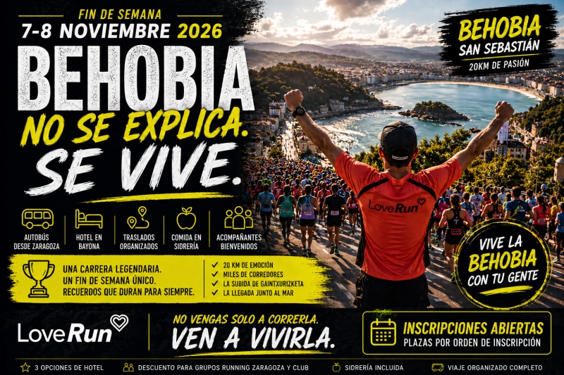 VIAJE ORGANIZADO BEHOBIA - SAN SEBASTIÁN 2026 - Inscríbete