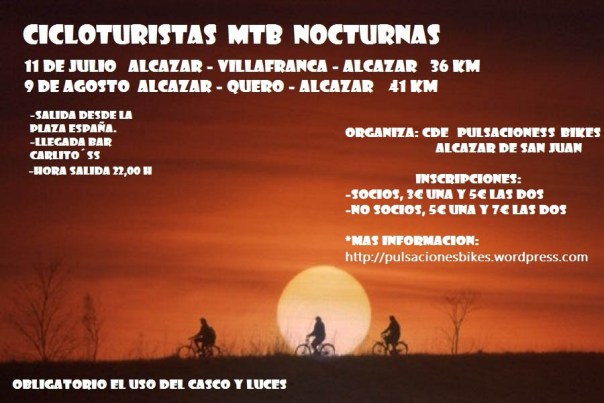 CICLOTURISTAS MTB NOCTURNAS  - Inscríbete