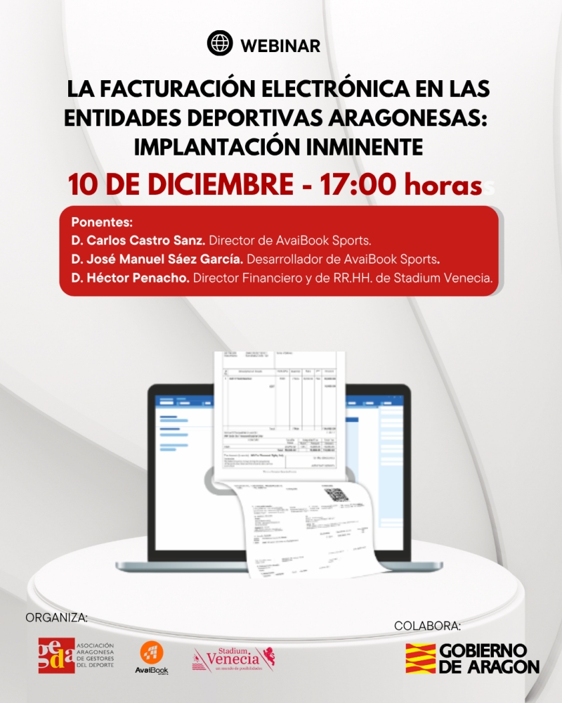 WEBINAR FACTURACIÓN ELECTRÓNICA EN ENTIDADES DEPORTIVAS - Inscríbete