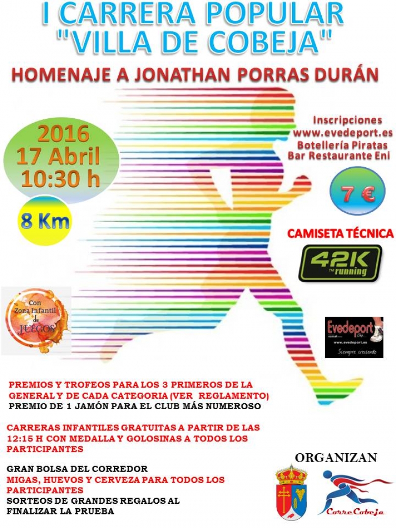 I CARRERA POPULAR VILLA DE COBEJA (HOMENAJE A JONATHAN PORRAS DURÁN) - Inscríbete