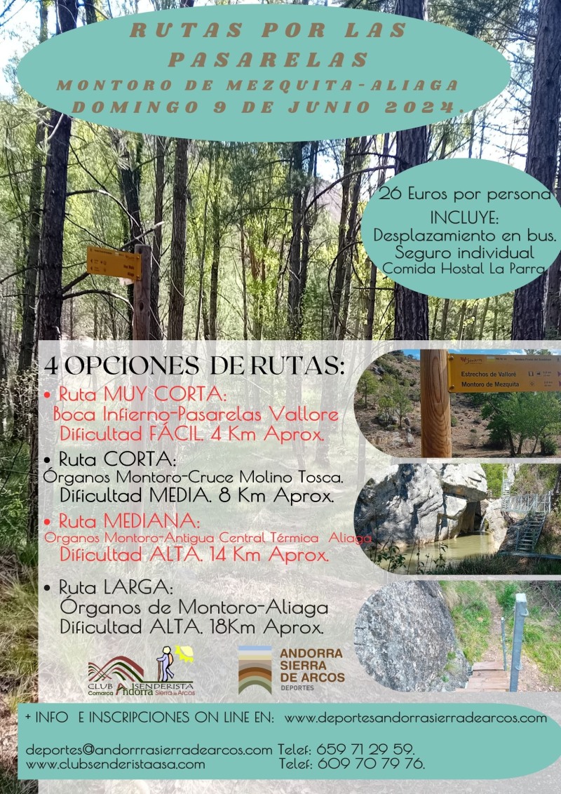 RUTAS POR LAS PASARELAS MONTORO- ALIAGA - Inscríbete