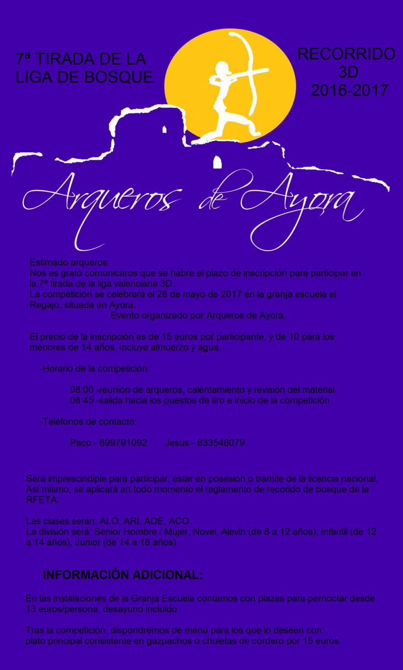 7ª TIRADA LIGA VALENCIANA DE RECORRIDO DE BOSQUE 3D - Zur Anmeldung