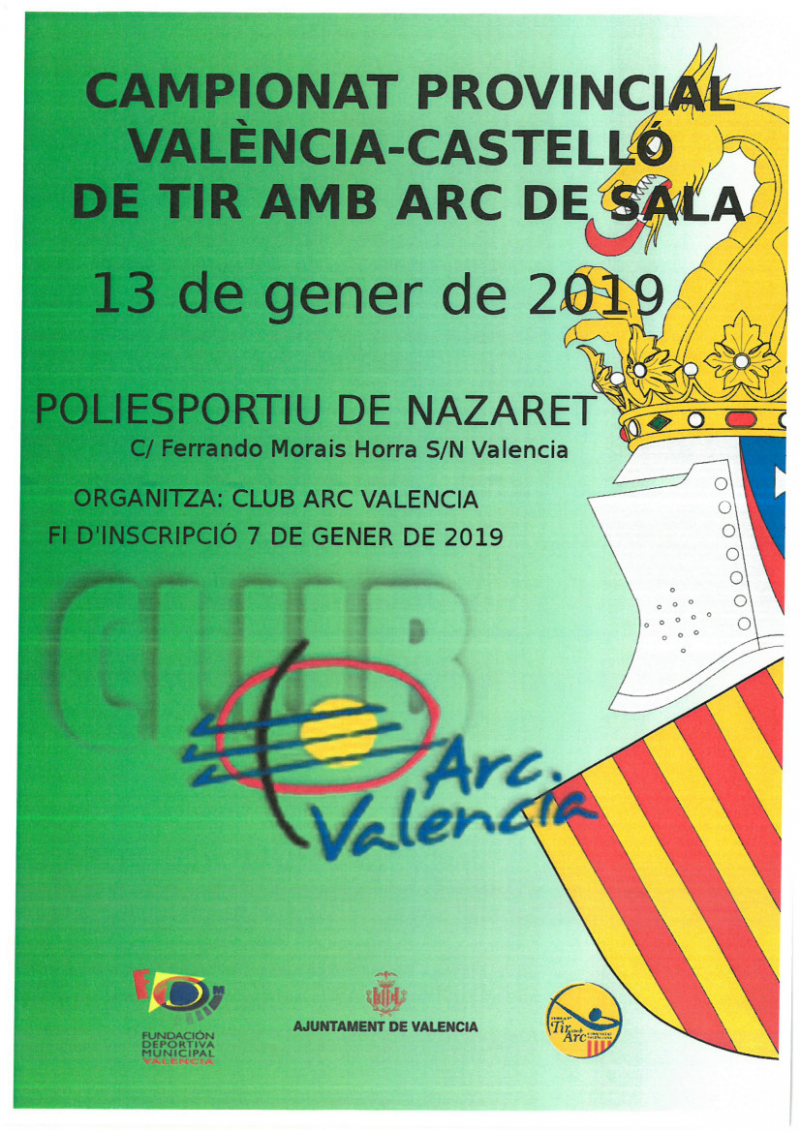 CAMPEONATO PROVINCIAL DE SALA (VALENCIA Y CASTELLÓN) - Prijava