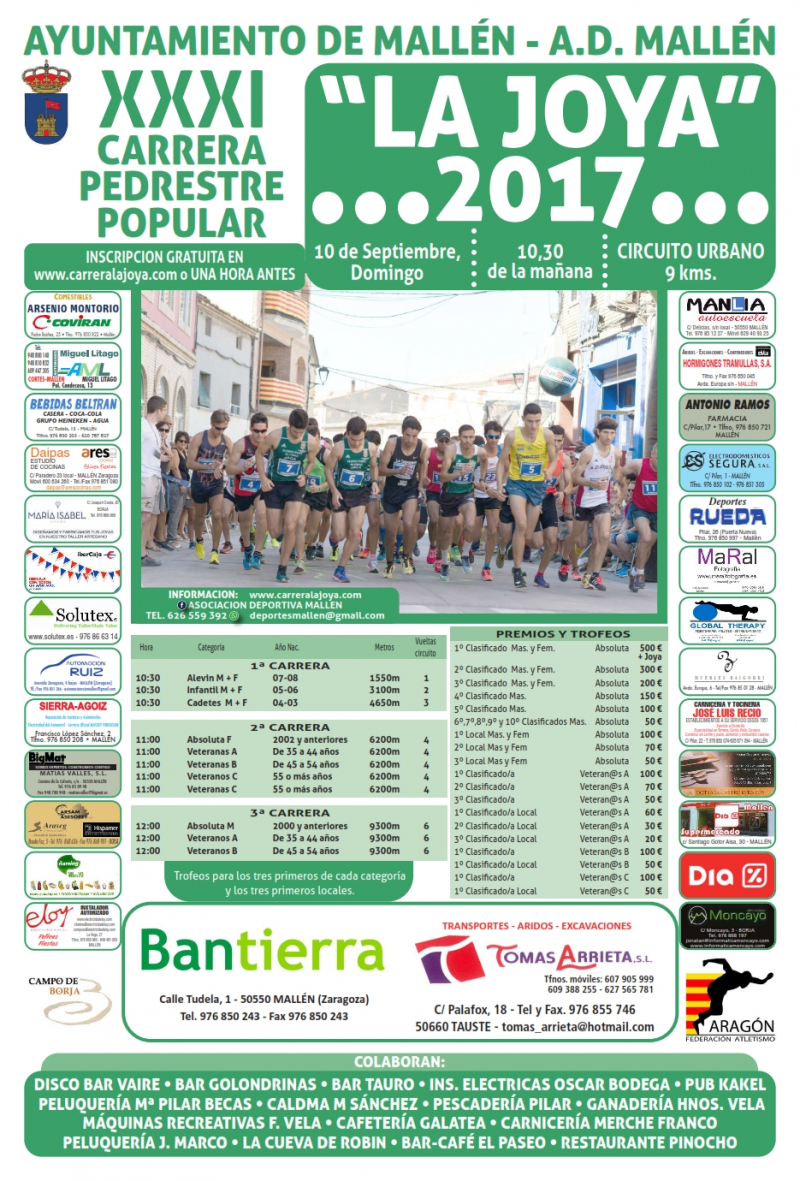 XXXI CARRERA PEDESTRE LA JOYA DE MALLÉN 2017 - Inscríbete