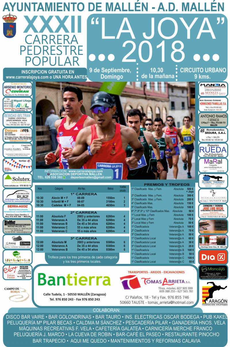 XXXII CARRERA PEDESTRE LA JOYA DE MALLÉN 2018 - Inscreva-se