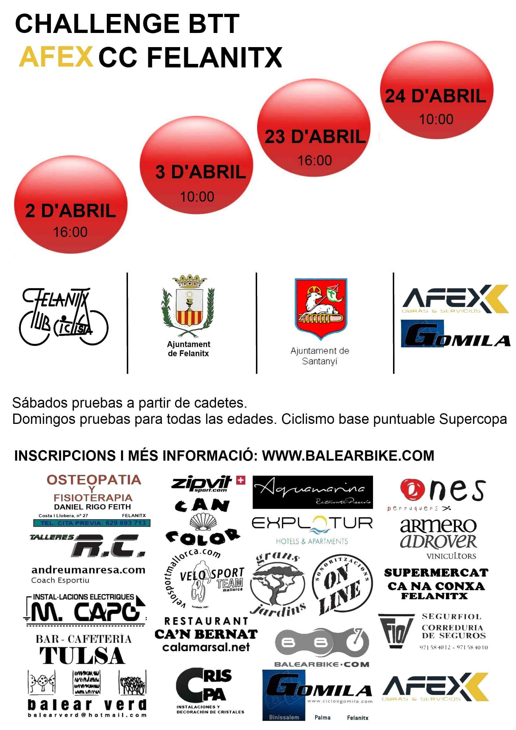 CHALLENGE BTT AFEX CC FELANITX - Inscríbete