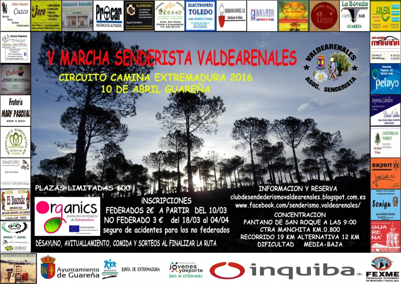 V MARCHA SENDERISTA VALDEARENALES. GUAREÑA - Prijava