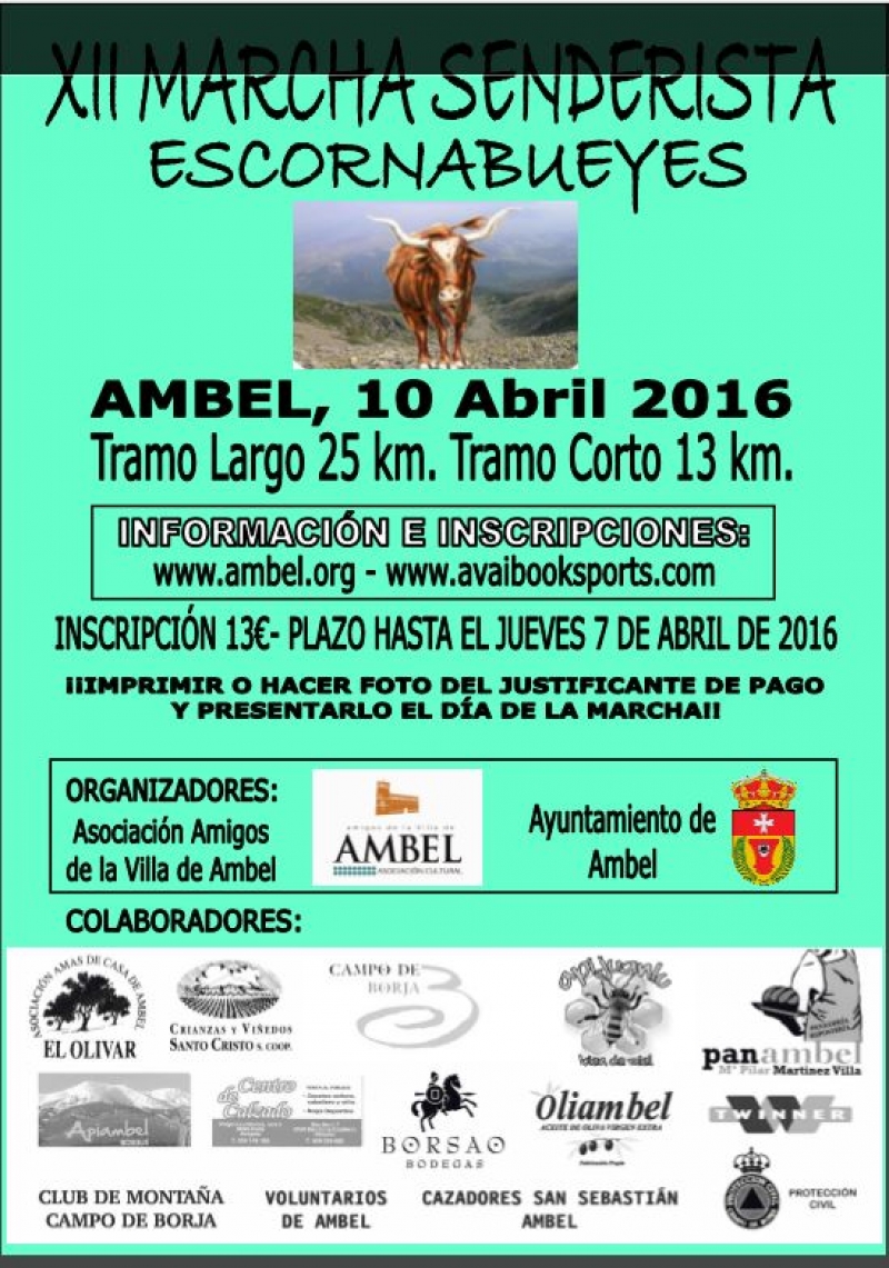 XII MARCHA SENDERISTA ESCORNABUEYES - Iscriviti