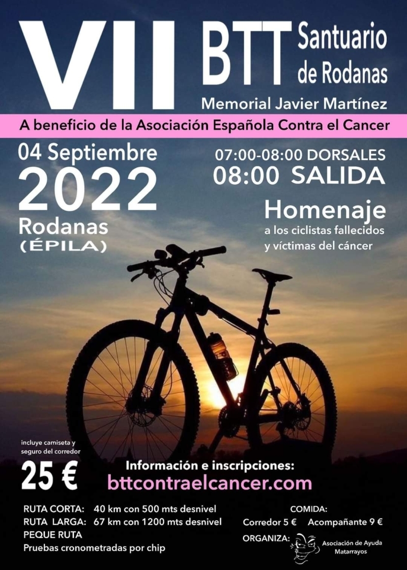 VII BTT SANTUARIO RODANAS A FAVOR DE LA LUCHA CONTRA EL CÁNCER (MEMORIAL JAVIER MARTINEZ) - Inscríbete