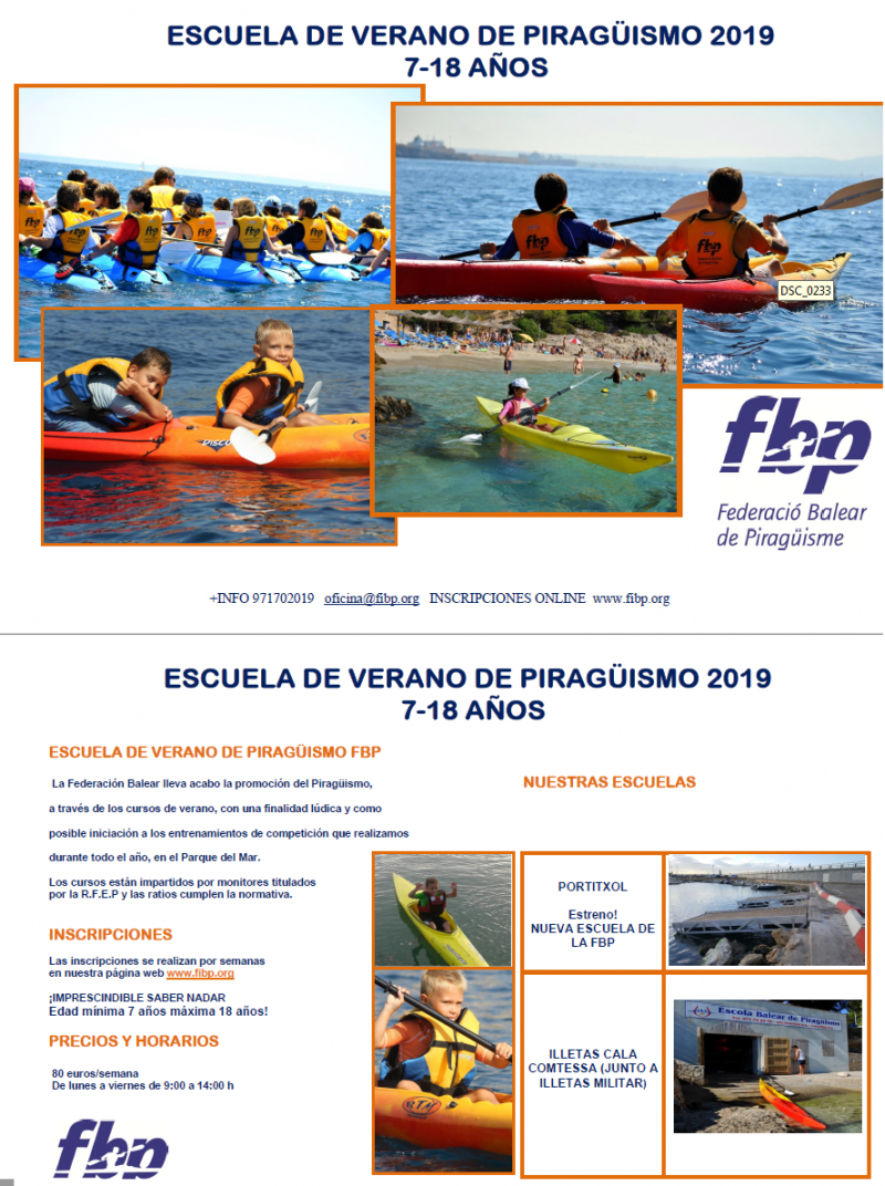 CURSOS DE VERANO DE PIRAGÜISMO PARA NIÑOS DE 7 A 18 AÑOS - 2019 - Inscris-toi