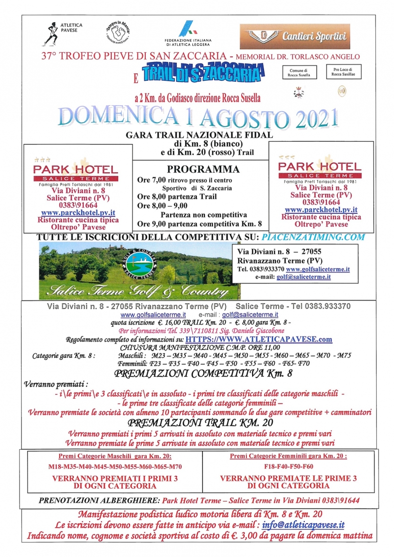 37° TROFEO PIEVE DI SAN ZACCARIA - Zur Anmeldung