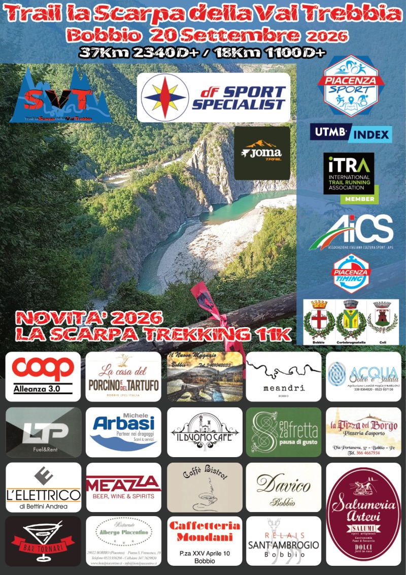 12° TRAIL LA SCARPA DELLA VAL TREBBIA 2026 - Iscriviti