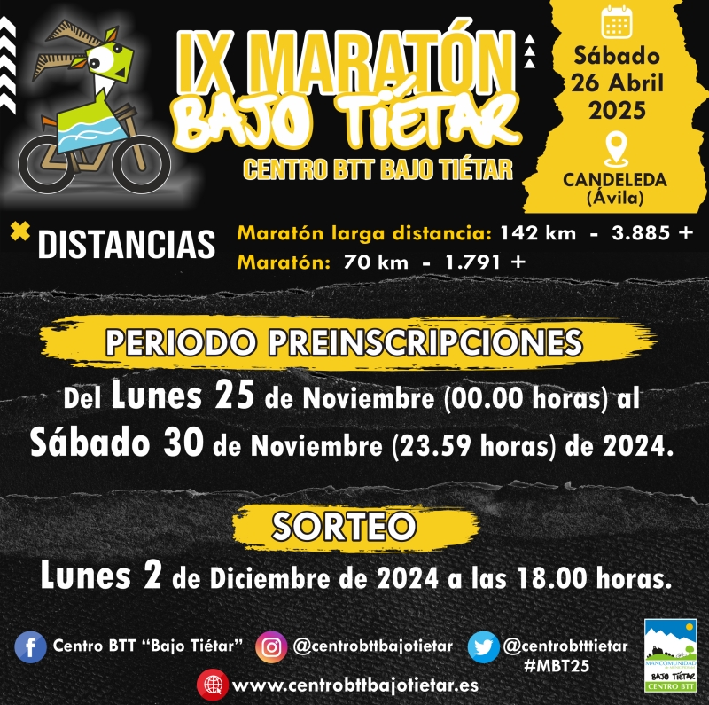 PREINSCRIPCIONES.- IX MARATÓN BAJO TIÉTAR - GREDOS SUR 2025 - Inscríbete