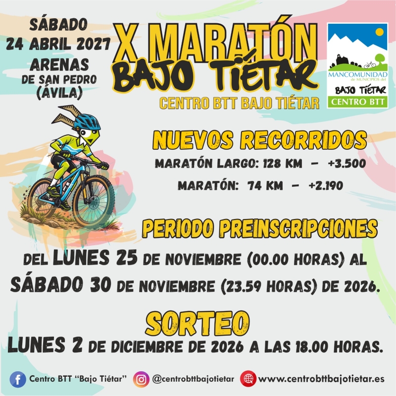 PREINSCRIPCIONES.- X MARATÓN BAJO TIÉTAR - GREDOS SUR 2027 - Inscríbete
