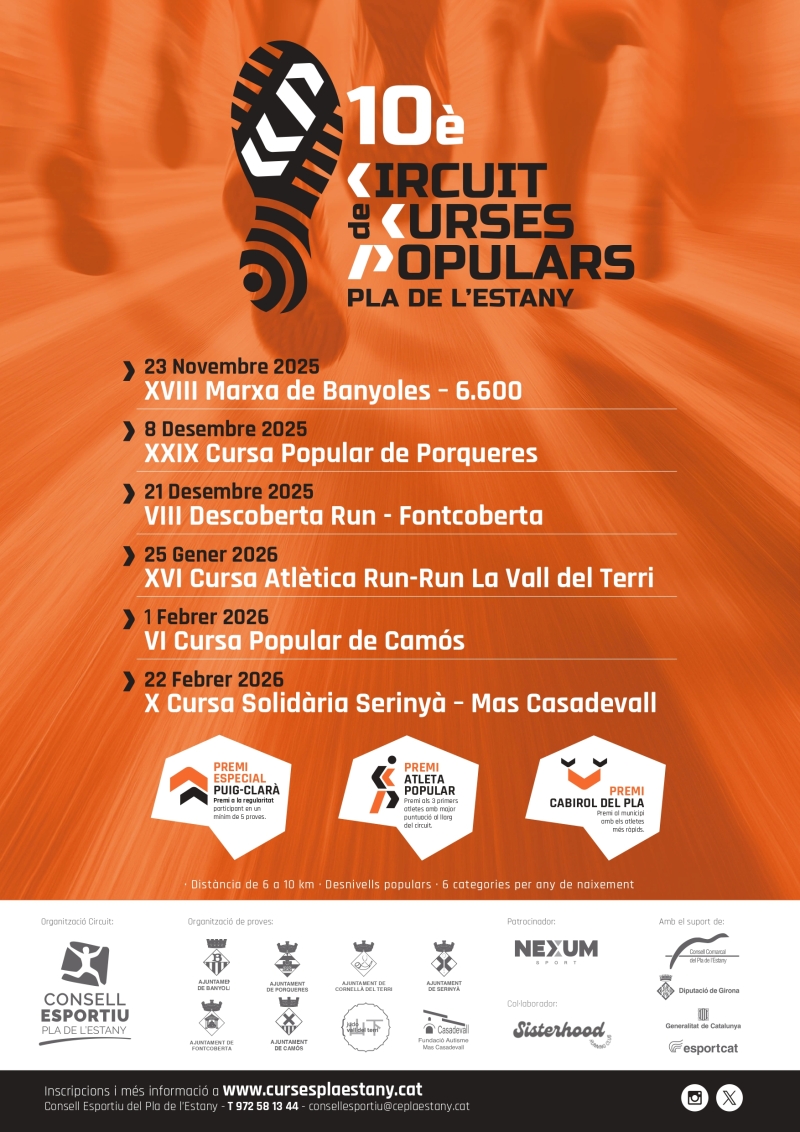 10È CIRCUIT DE CURSES POPULARS DEL PLA DE L'ESTANY - Inscríbete