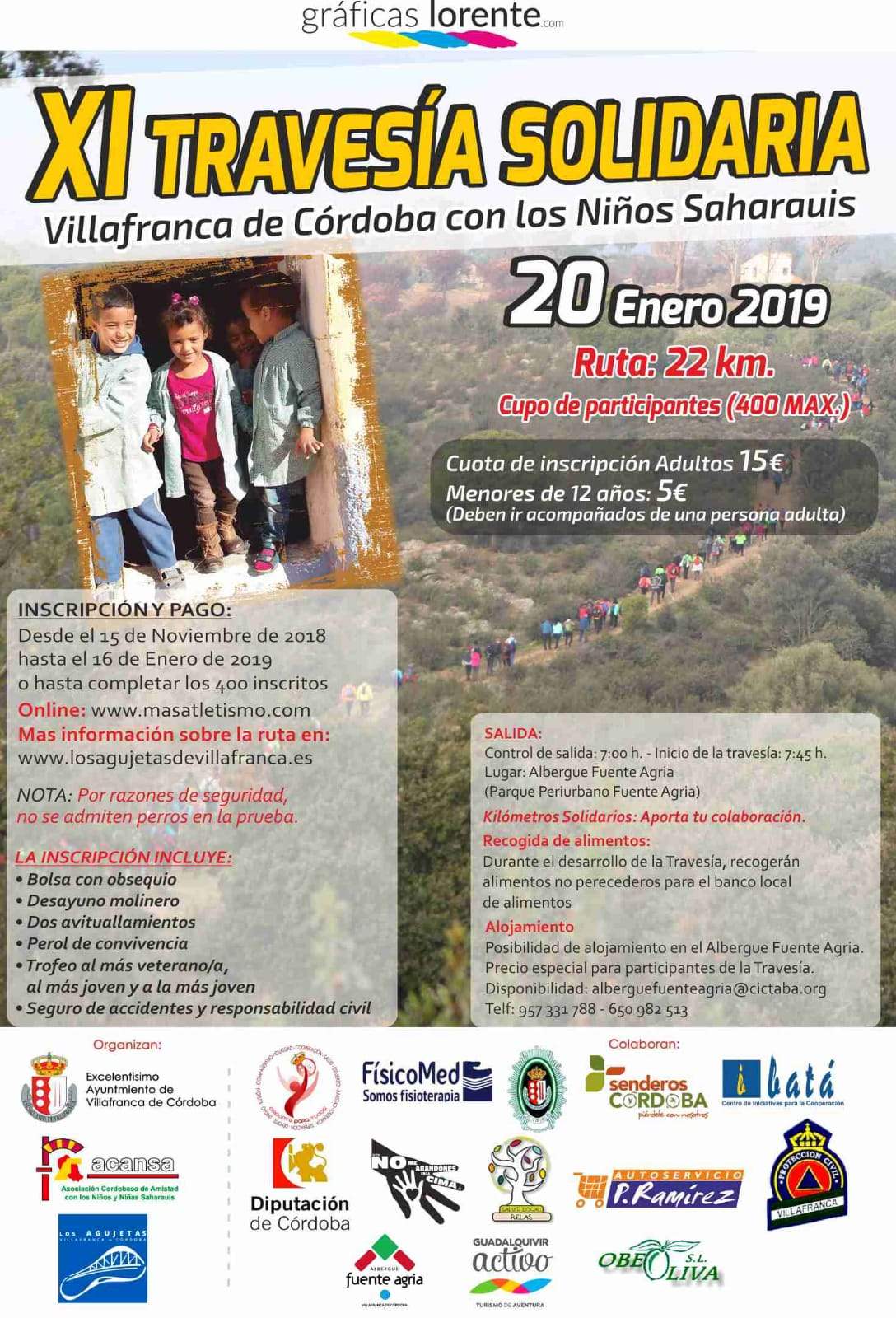 XI TRAVESIA SOLIDARIA VILLAFRANCA DE CÓRDOBA CON LOS NIÑOS SAHARAUIS - Inscriu-te
