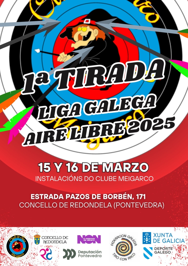 1 TIRADA LIGA GALEGA DE AIRE LIBRE 2024/25 ARCO R-C-B-T-L-U15-U18-U21-SENIOR-50+Y DCD - Inscríbete