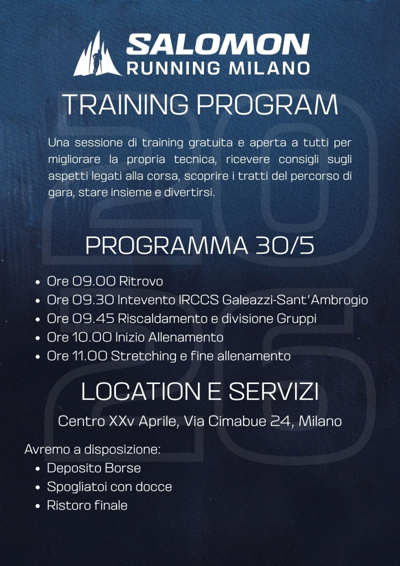 SALOMON RUNNING MILANO TRAINING PROGRAM - 30 MAGGIO '26 - Register