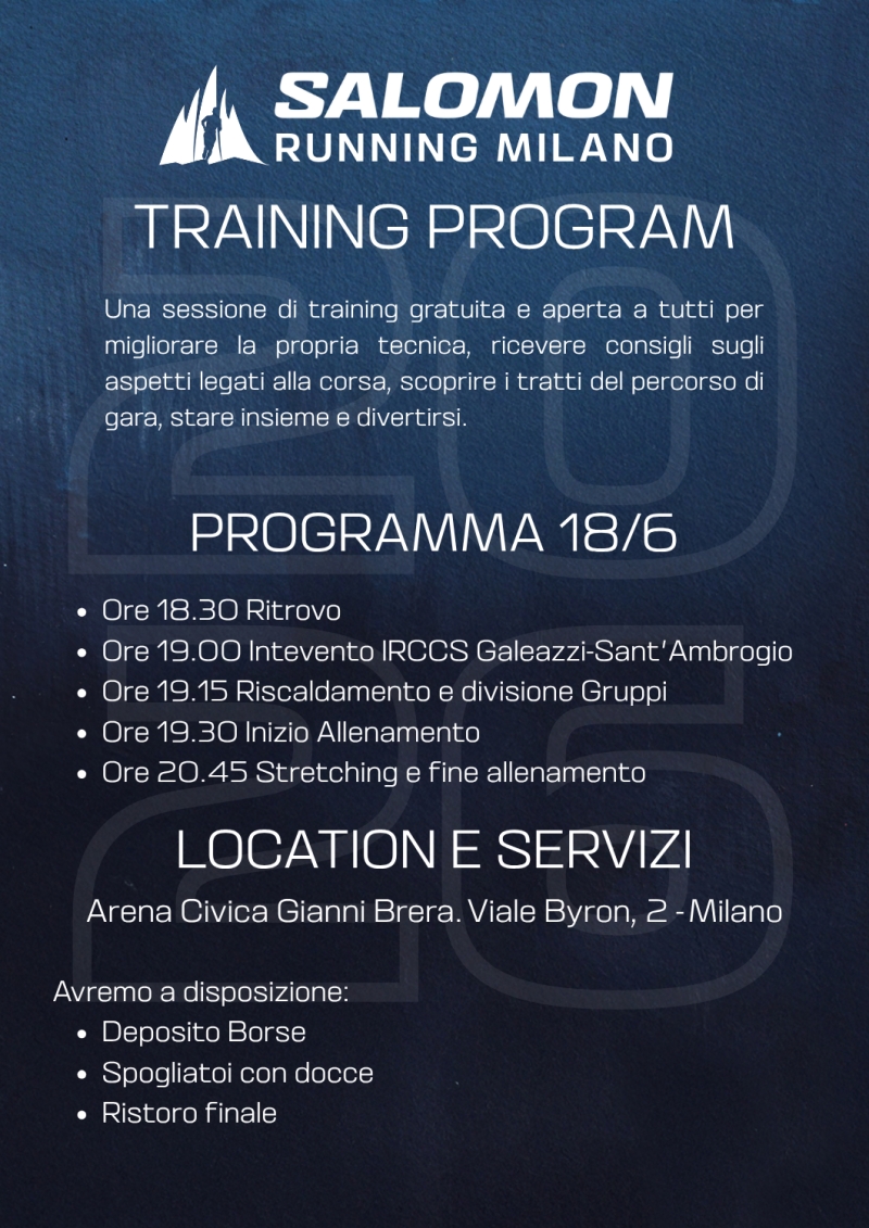 SALOMON RUNNING MILANO TRAINING PROGRAM - 18 GIUGNO 2026 - Iscriviti