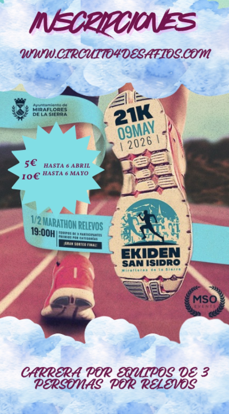 MEDIO MARATON EKIDEN SAN ISIDRO MIRAFLORES DE LA SIERRA - Inscríbete