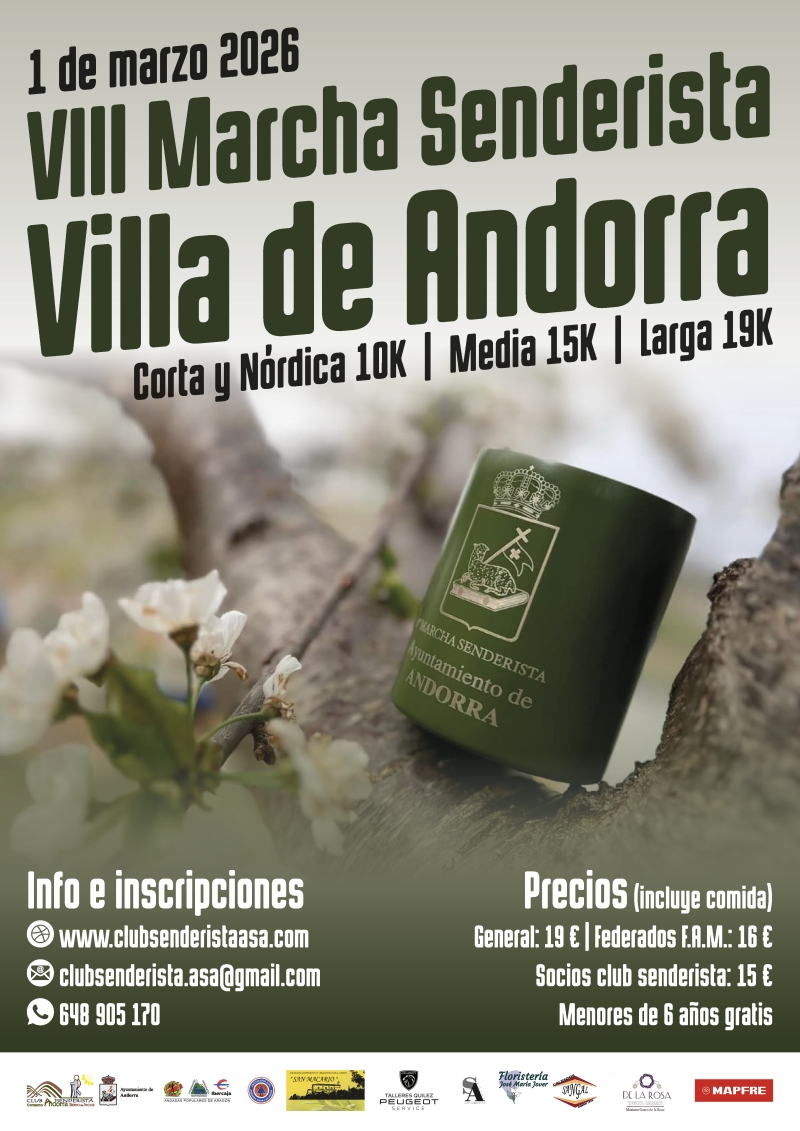 VIII MARCHA SENDERISTA VILLA DE ANDORRA 01/03/2026 - Inscríbete