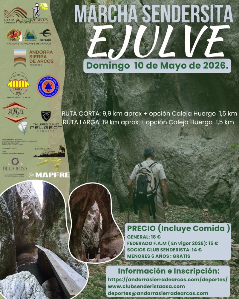 MARCHA SENDERISTA VILLA DE EJULVE 10/05/2026 - Inscríbete