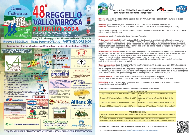 REGGELLO-VALLOMBROSA - Iscriviti