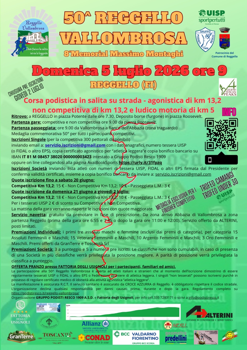 REGGELLO-VALLOMBROSA - Iscriviti