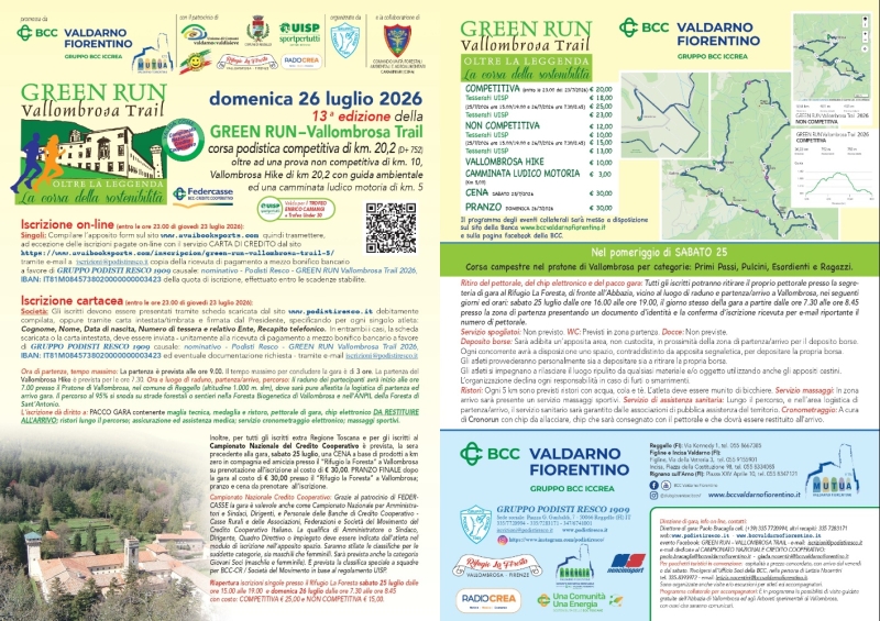 GREEN RUN - VALLOMBROSA TRAIL - Iscriviti