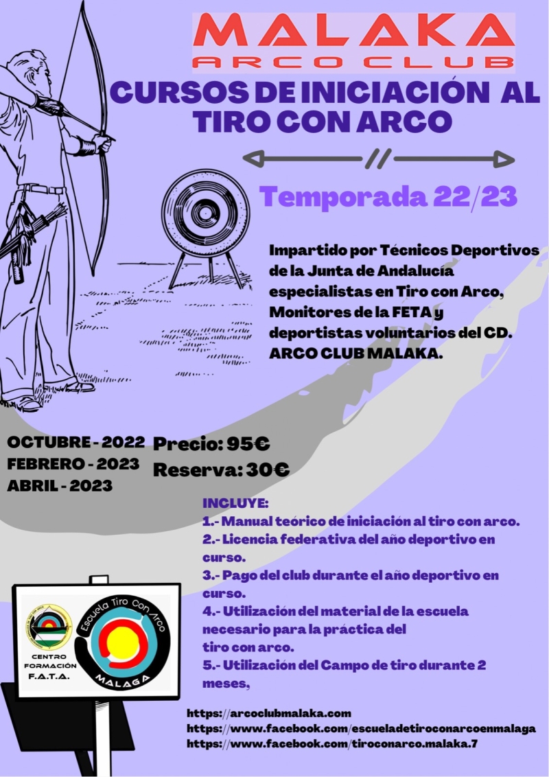 CURSOS INICIACION  ESCUELA TIRO CON ARCO DE MÁLAGA - Inscríbete