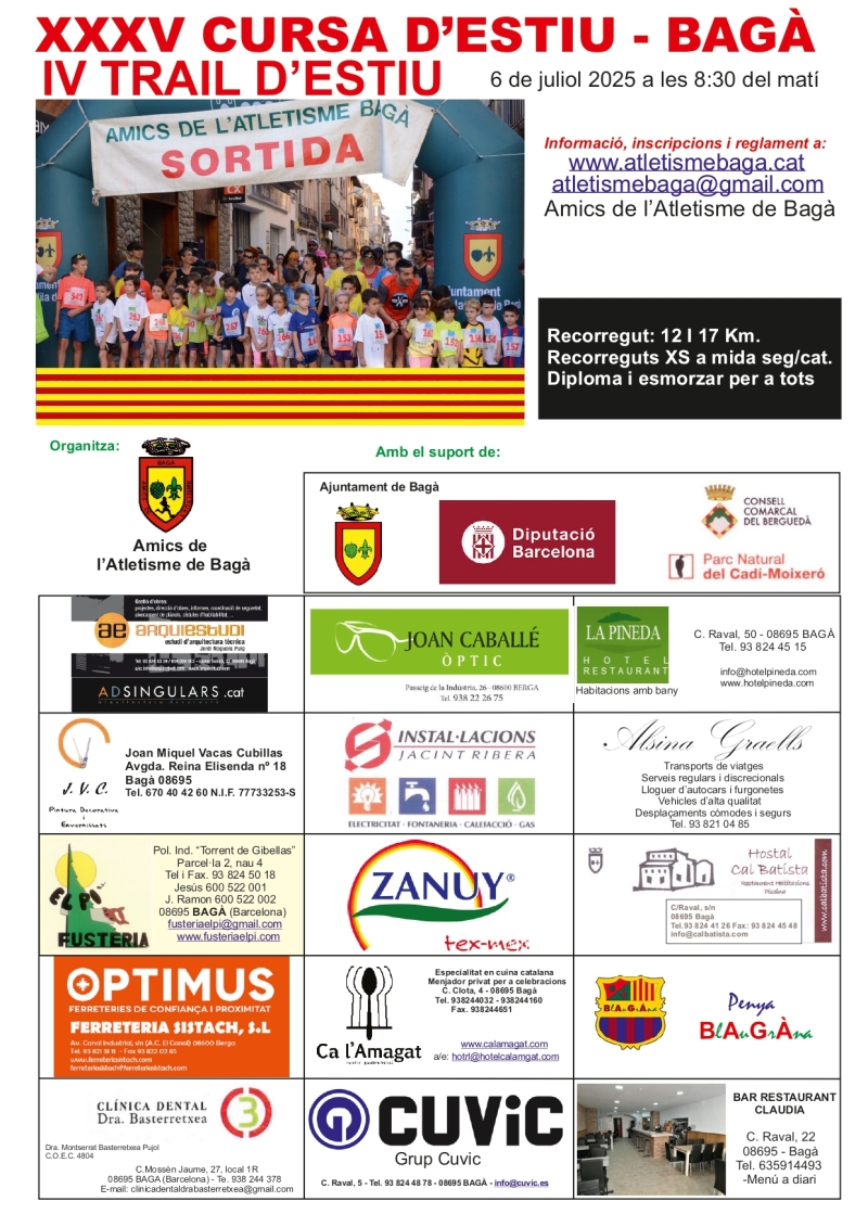 CURSA D'ESTIU DE BAGÀ - TRAIL D'ESTIU - Inscriu-te
