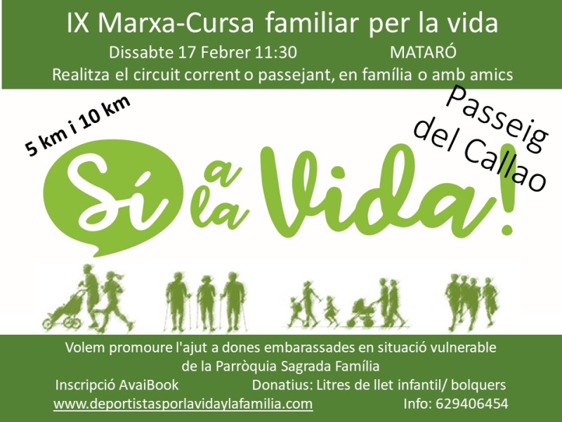 IX MARXA-CURSA FAMILIAR PER LA VIDA MATARÓ - Inscríbete