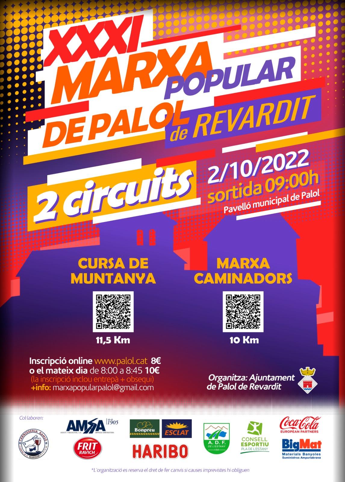 MARXA POPULAR PALOL DE REVARDIT 2022 - 31A EDICIÓ - Iscriviti