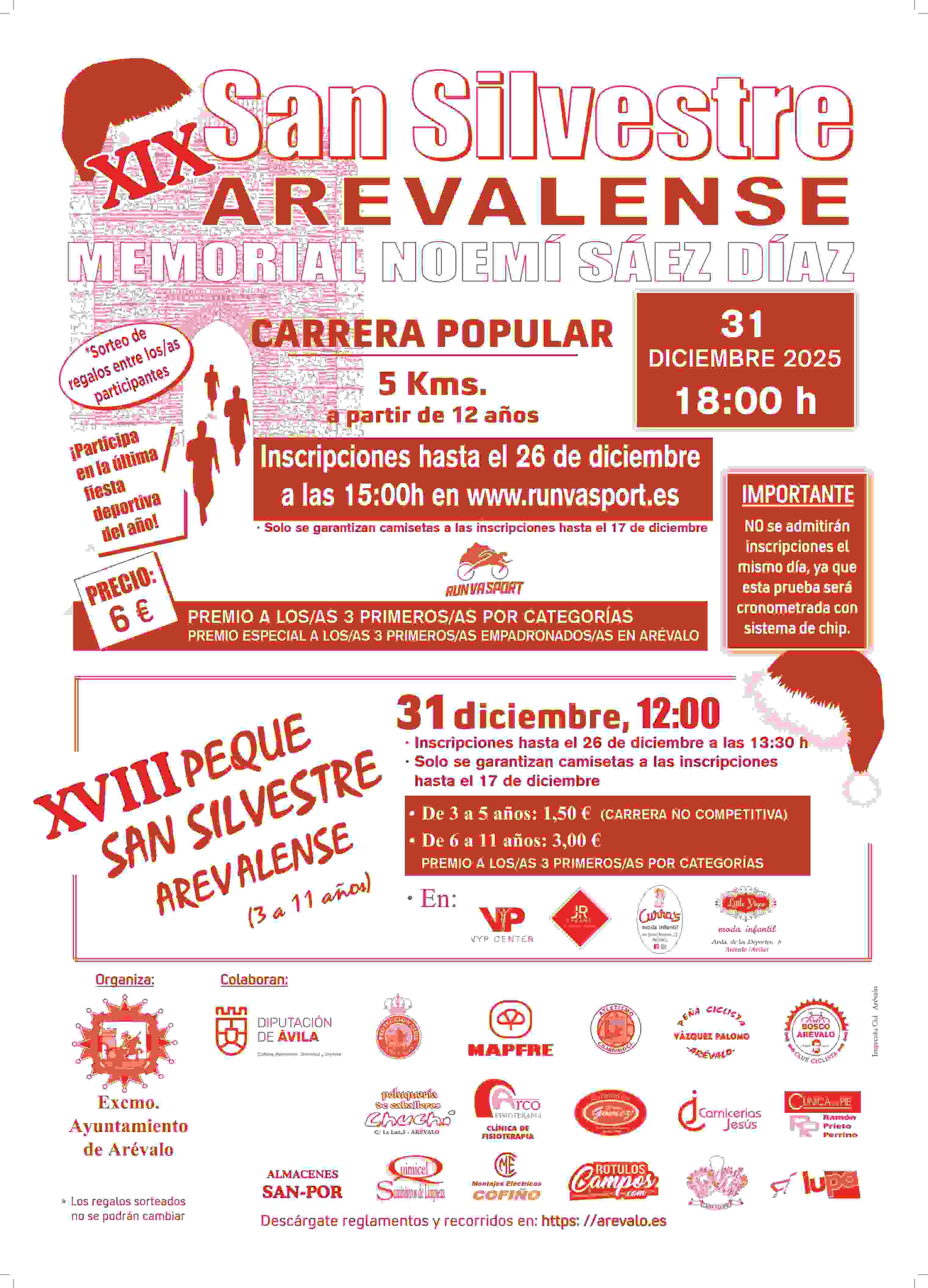 Locandina dell&rsquo;evento XIX SAN SILVESTRE AREVALENSE-MEMORIAL NOEMÍ SÁEZ DÍAZ