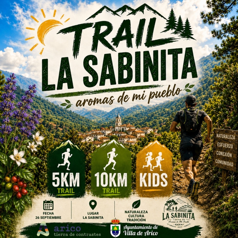 Cartel del evento XIII LA SABINITA TRAIL AROMAS DE MI PUEBLO 2026