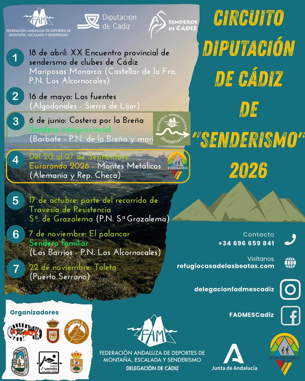 Cartel del evento “CIRCUITO DIPUTACIÓN DE CÁDIZ DE SENDERISMO 2026”