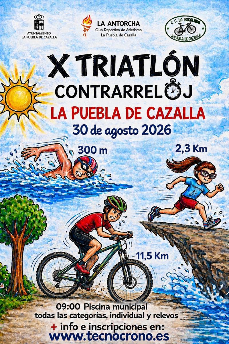 Cartel del evento X TRIATLÓN CONTRARRELOJ LA PUEBLA DE CAZALLA 