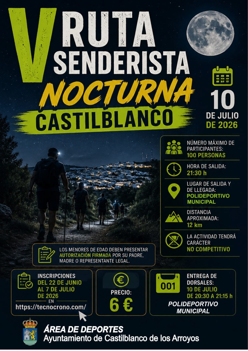 Cartel del evento V RUTA SENDERISMO NOCTURNO 2026