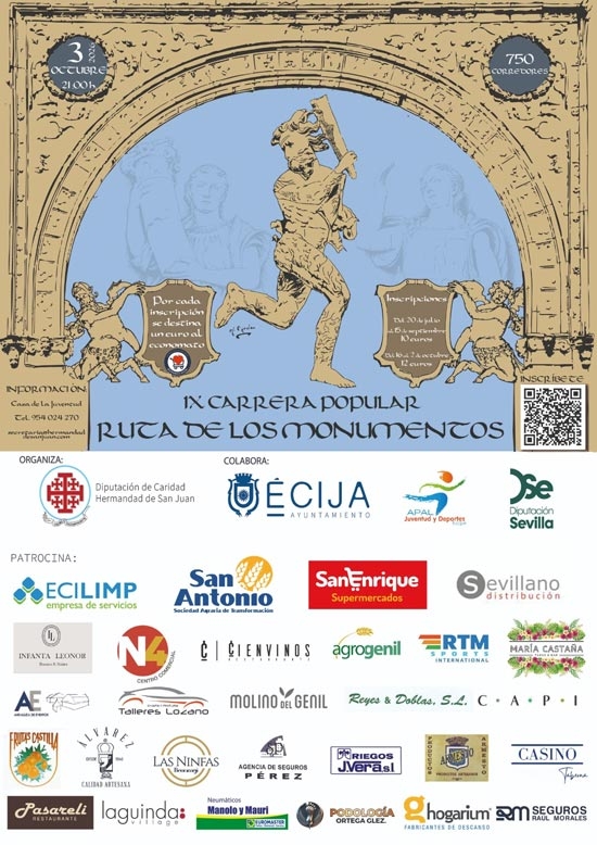 Cartel del evento IX CARRERA POPULAR, ÉCIJA  “RUTA DE LOS MONUMENTOS”