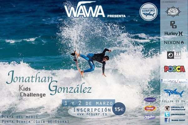 Cartel del evento CTO CANARIO DE SURFING SHARK- WAWA PRESENTA EL JONATHAN GONZÁLEZ