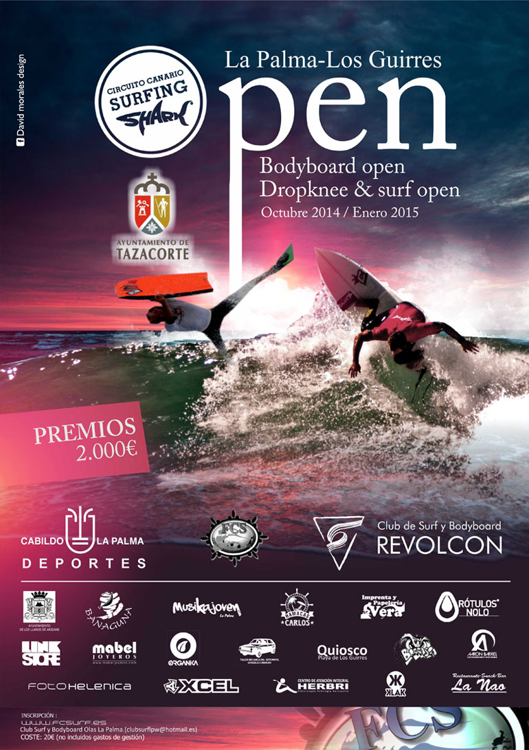 Cartel del evento CTO CANARIO DE SURFING SHARK OPEN DE LA PALMA LOS GUIRRES