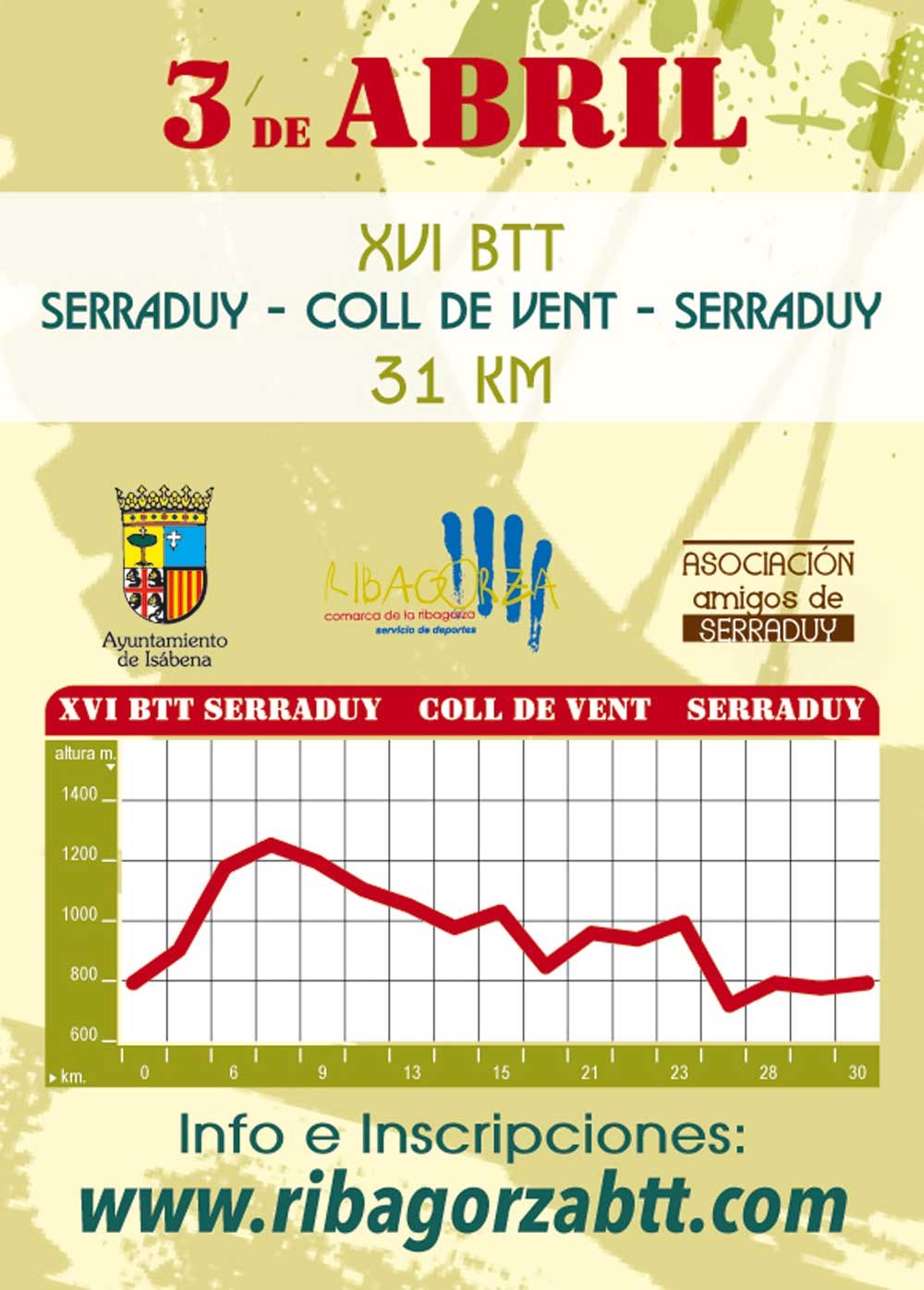 Cartel del evento XVI BTT SERRADUY - COLL DE VENT -  SERRADUY