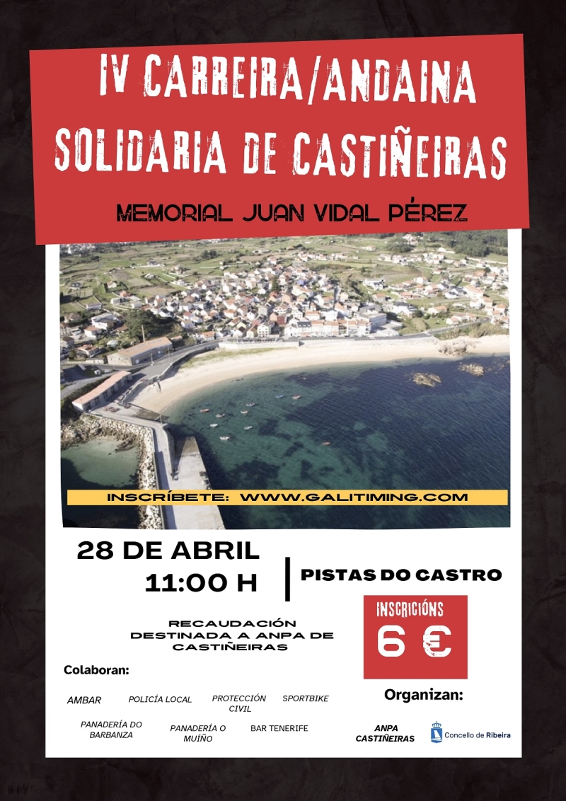 Cartel del evento IV CARREIRA DE CASTIÑEIRAS - MEMORIAL JUAN VIDAL PÉREZ 2024